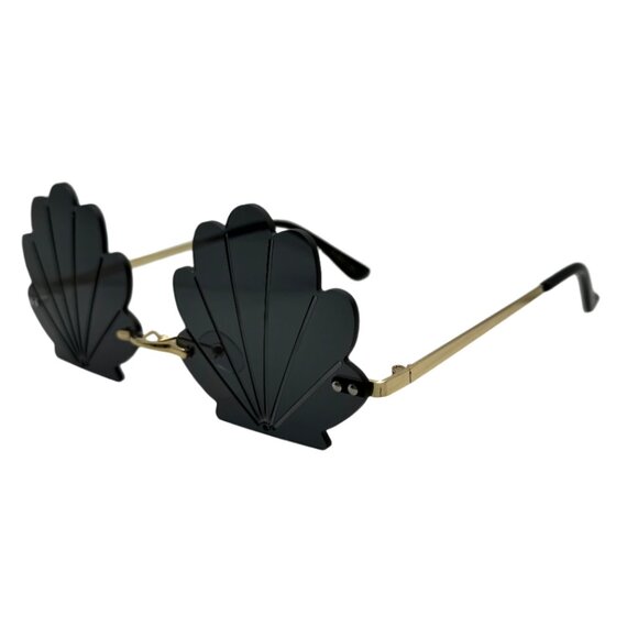 6078 | Black Rimless Shell Novelty Sunglasses - Picture 3 of 5